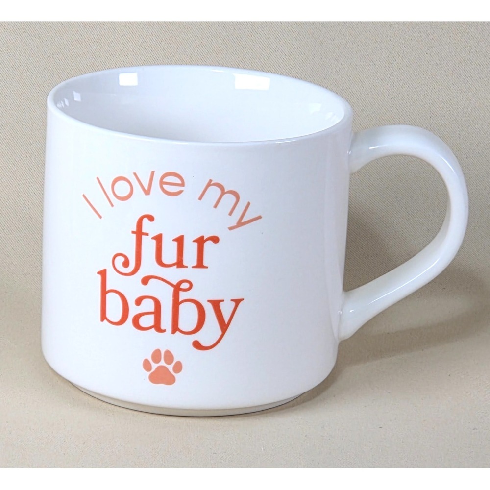Parker Lane "I Love My Fur Baby" 16 oz Stoneware Mug Dog Paw White